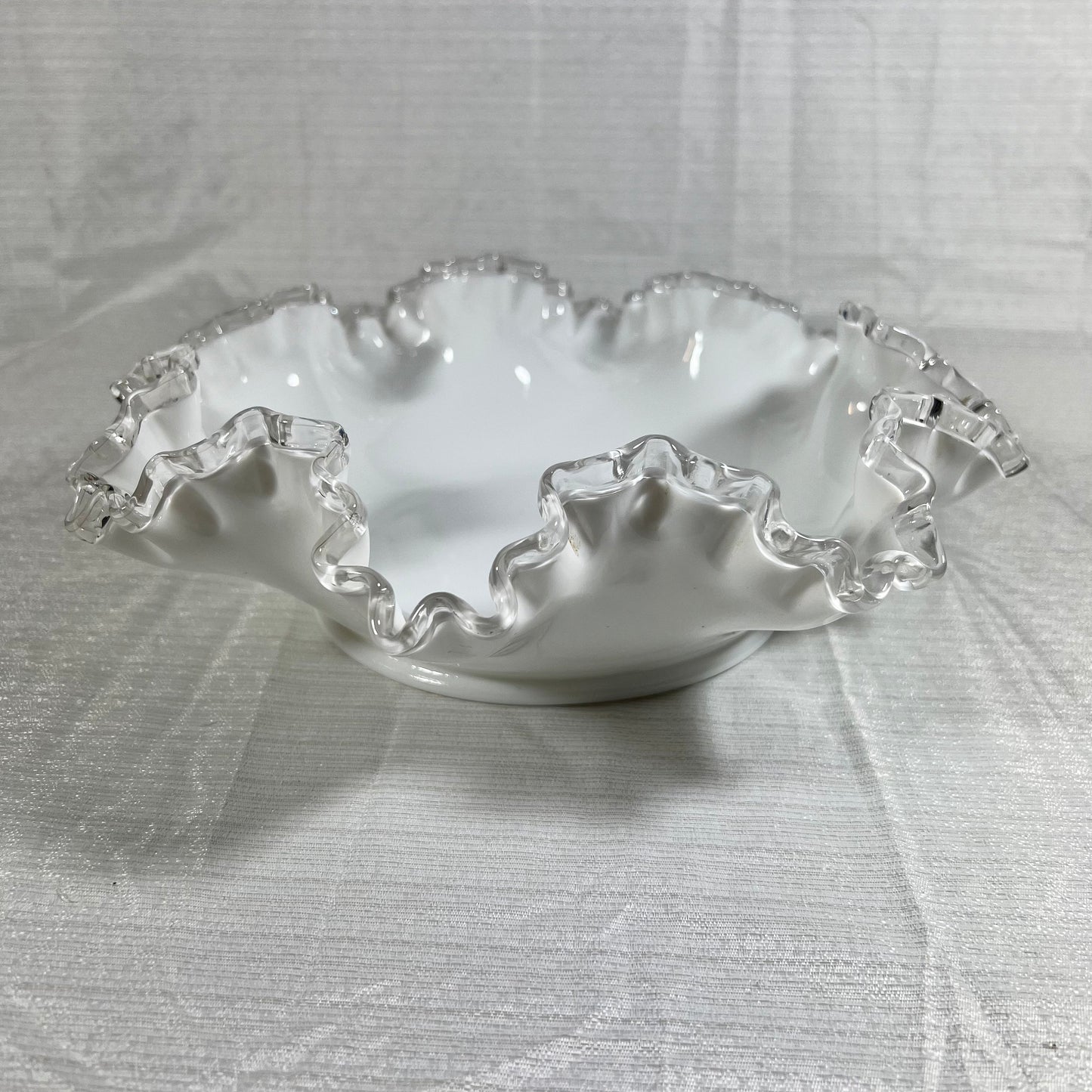 Vintage Fenton Silver Crest Crimped and Ruffle Edged Bowl