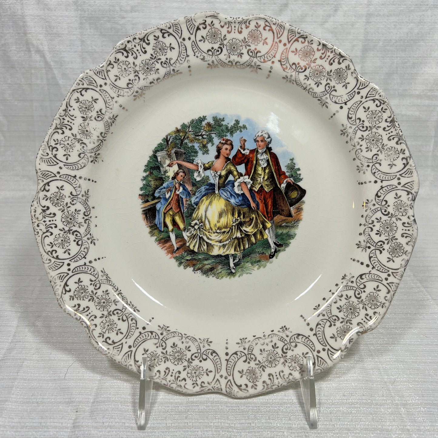Vintage Sabin Warranted 22k Gold Chantilly Luncheon Plate #2 - some wear and crazing