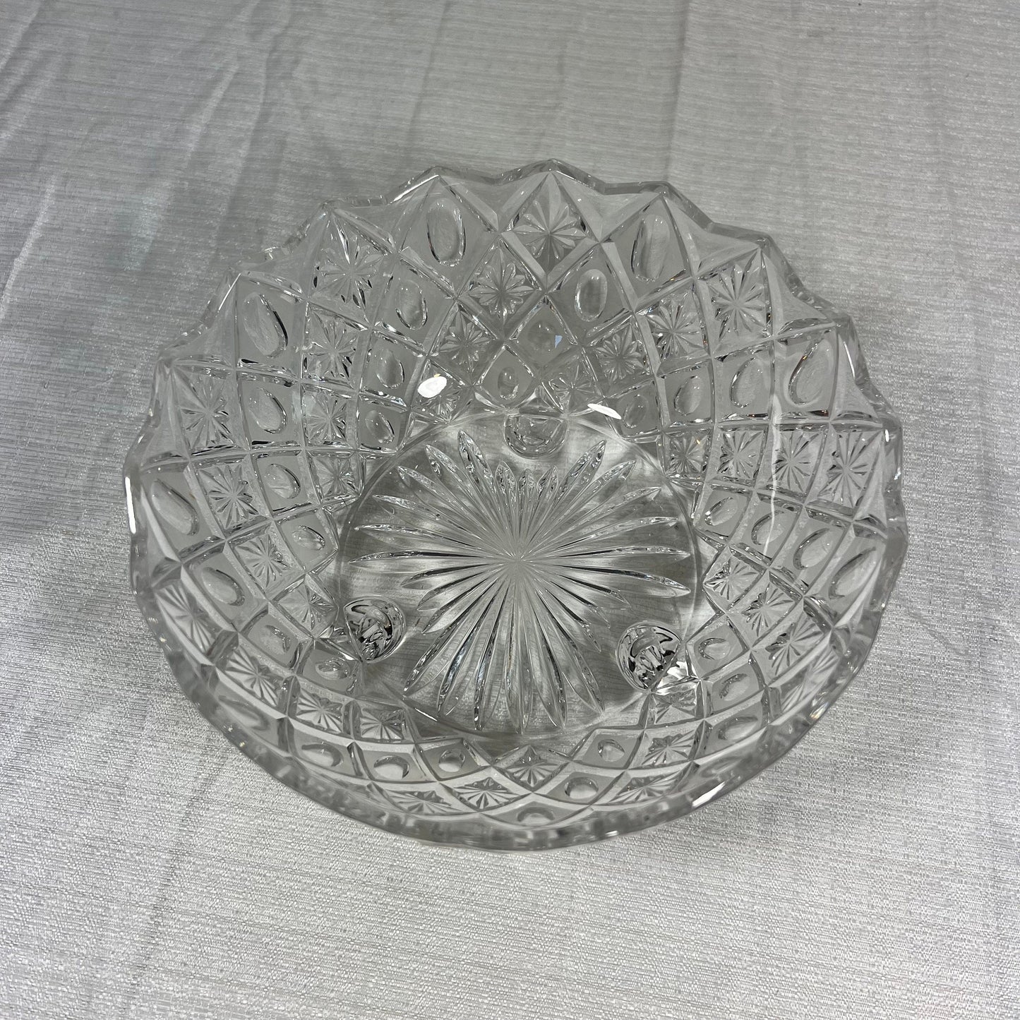 EAPG Stars and Buttons Three Footed Glass Bowl