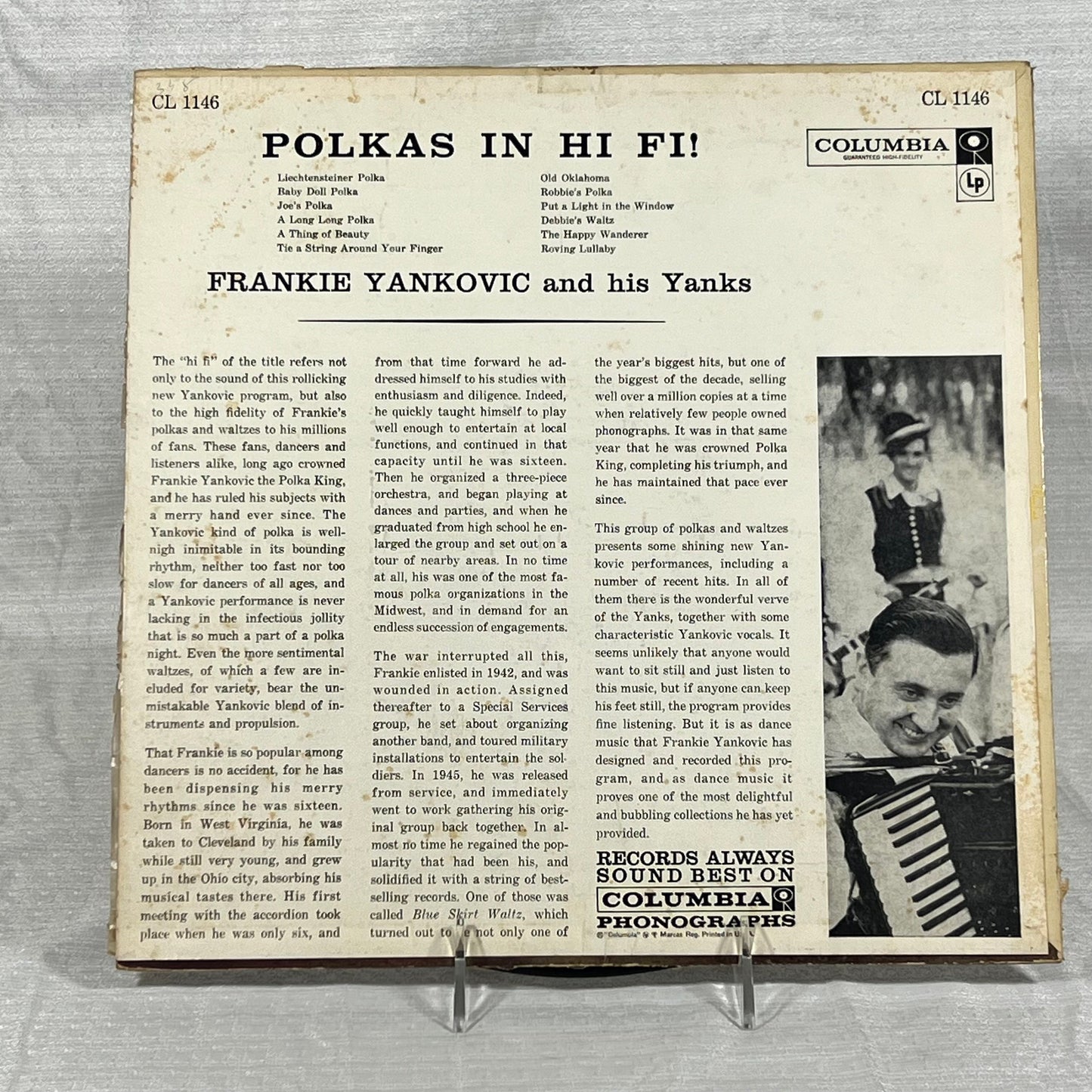 Columbia Polkas in Hi Fi! Frankie Yankovic Record