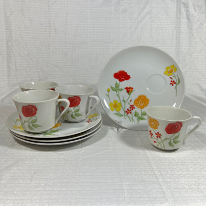 MCM Seymour Mann Flower Garden China Cup and Snack Plate set of 4