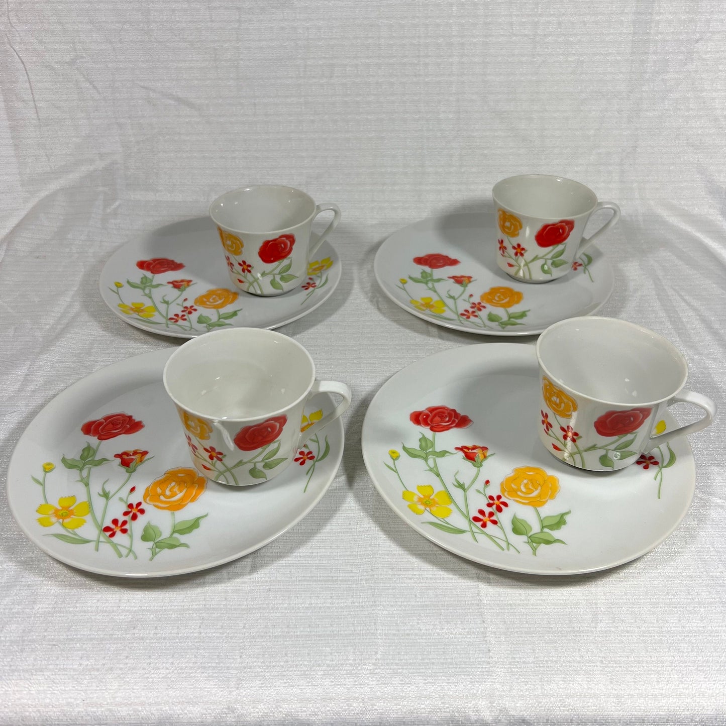 MCM Seymour Mann Flower Garden China Cup and Snack Plate set of 4