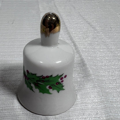 Vintage Christmas Holly Ceramic Bell