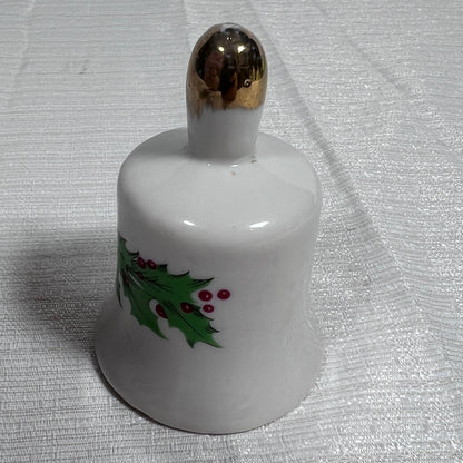 Vintage Christmas Holly Ceramic Bell