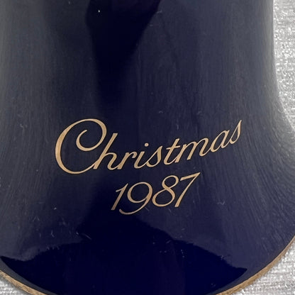 Vintage Avon Collectibles 1987 Christmas Bell, Caroling Kids, Blue Snowflake handle