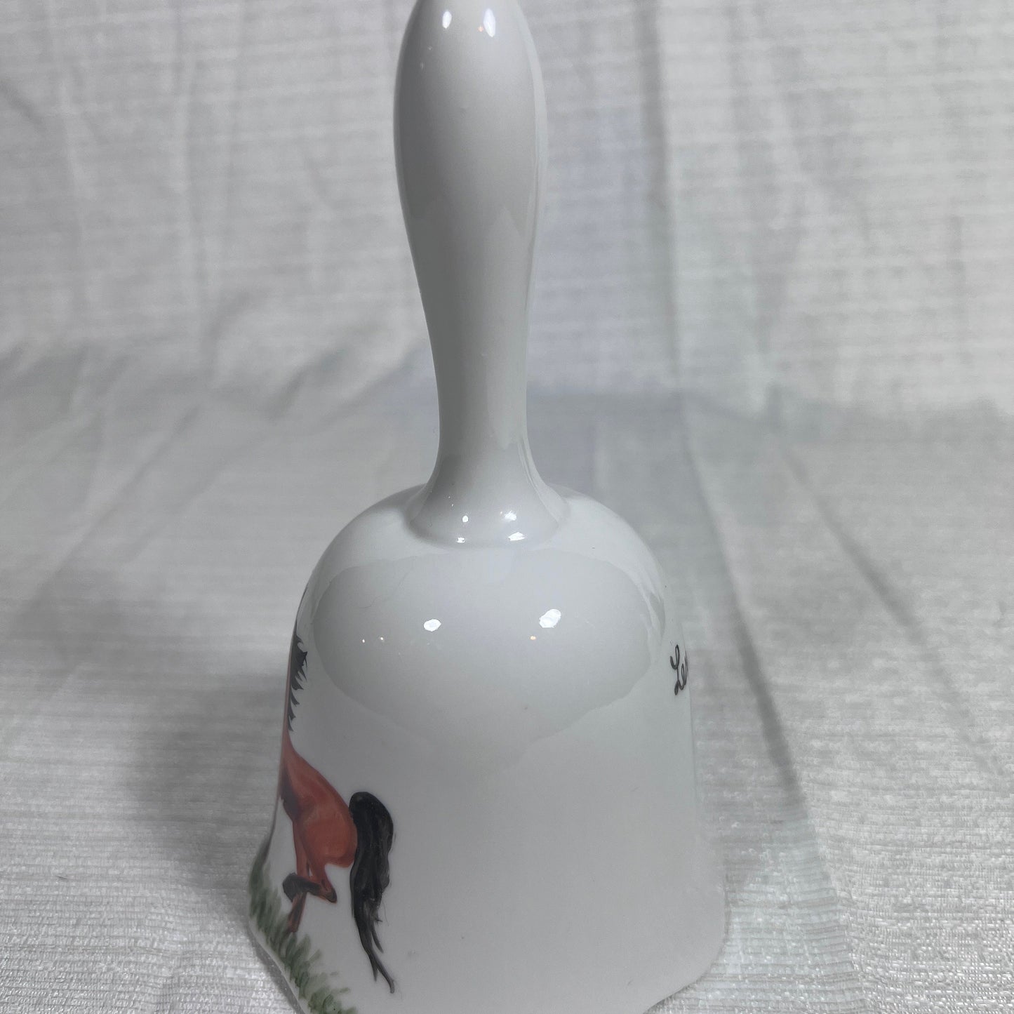 Ultra RARE Vintage Handpainted by E Sennholz Horse Ceramic Bell