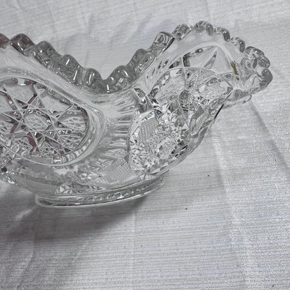 Vintage Imperial Nucut Clear Glass 9" Sawtooth Ruffle Edged Bowl