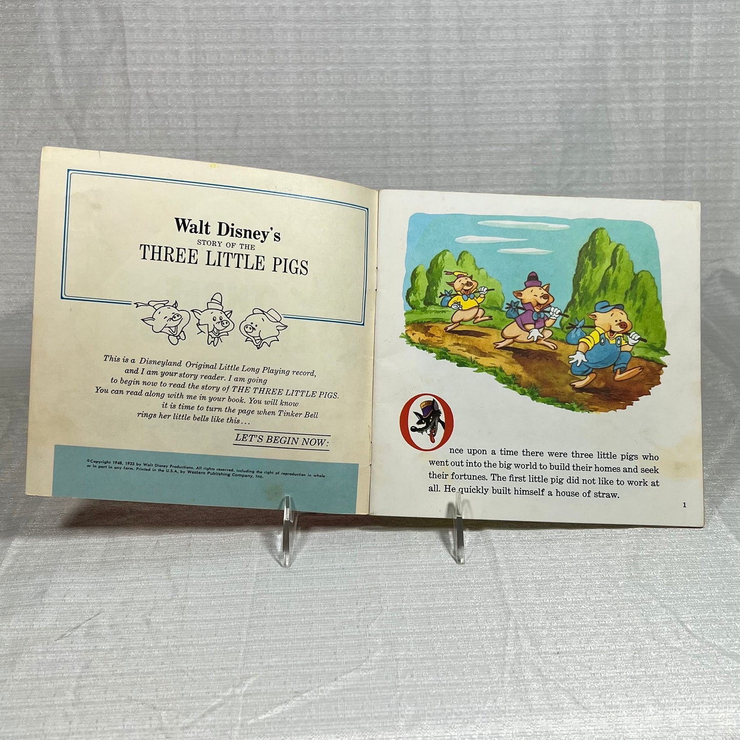 Walt Disney's Story of Three Little Pigs See Hear Read record and book set - BOOK ONLY, no record