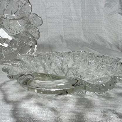 Indiana Glass Clear Pebble Leaf Plates - Set of 3