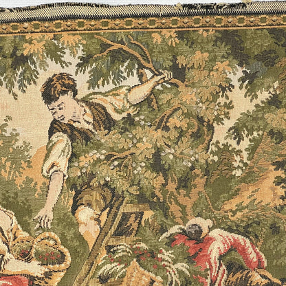 Tapestry of a Victorian Couple Picking Fruit