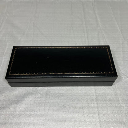 Vintage Mens Black Jewelry Box with Blue Interior (small area where the inside is torn, but still fully functional)