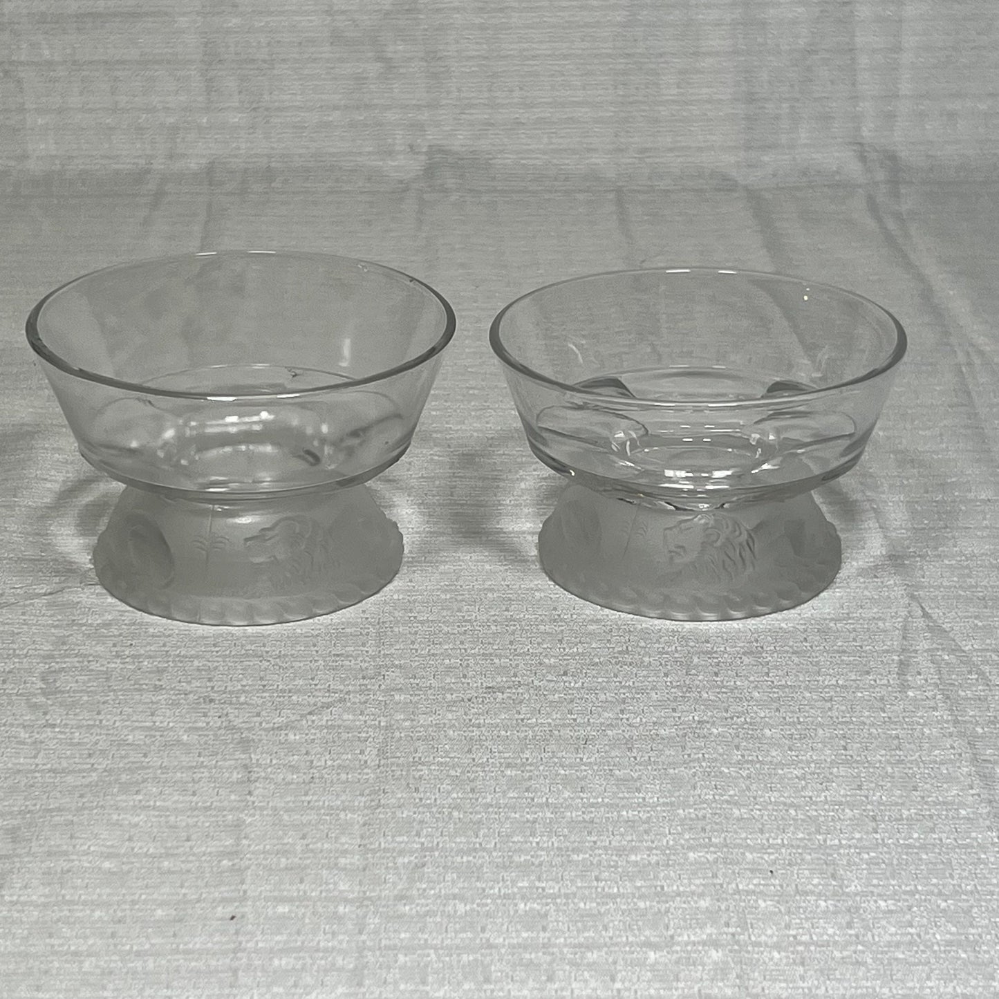 Vintage Gillinder & Sons Frosted Lion Dessert/Ice Cream Dishes - set of 2