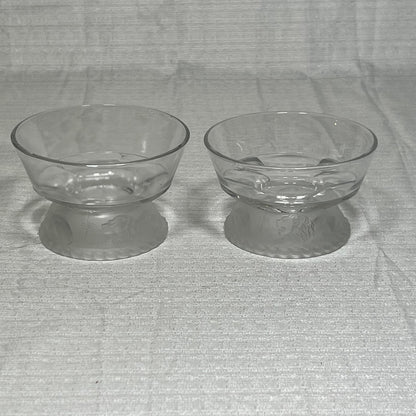 Vintage Gillinder & Sons Frosted Lion Dessert/Ice Cream Dishes - set of 2