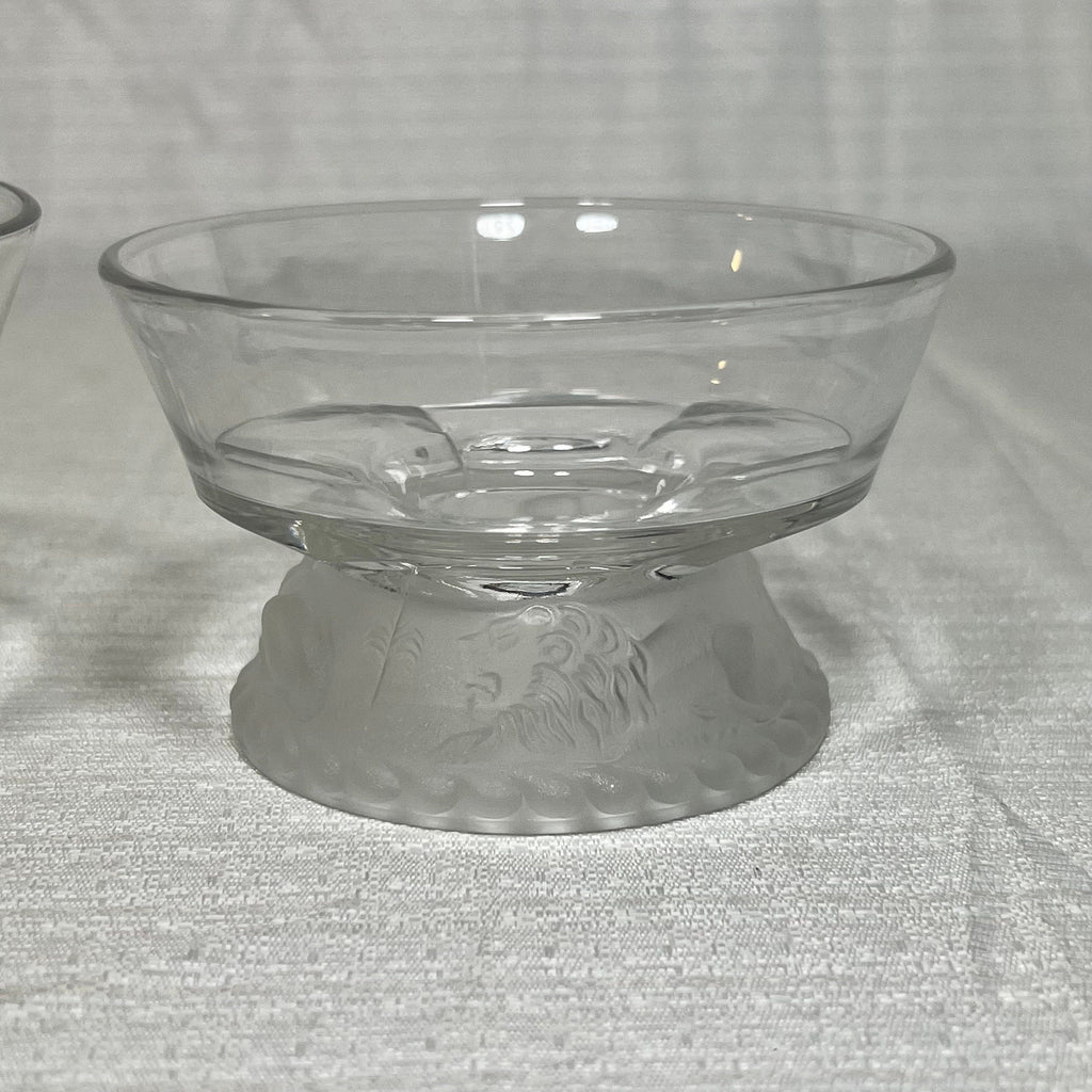 Vintage Gillinder & Sons Frosted Lion Dessert/Ice Cream Dishes - set of 2