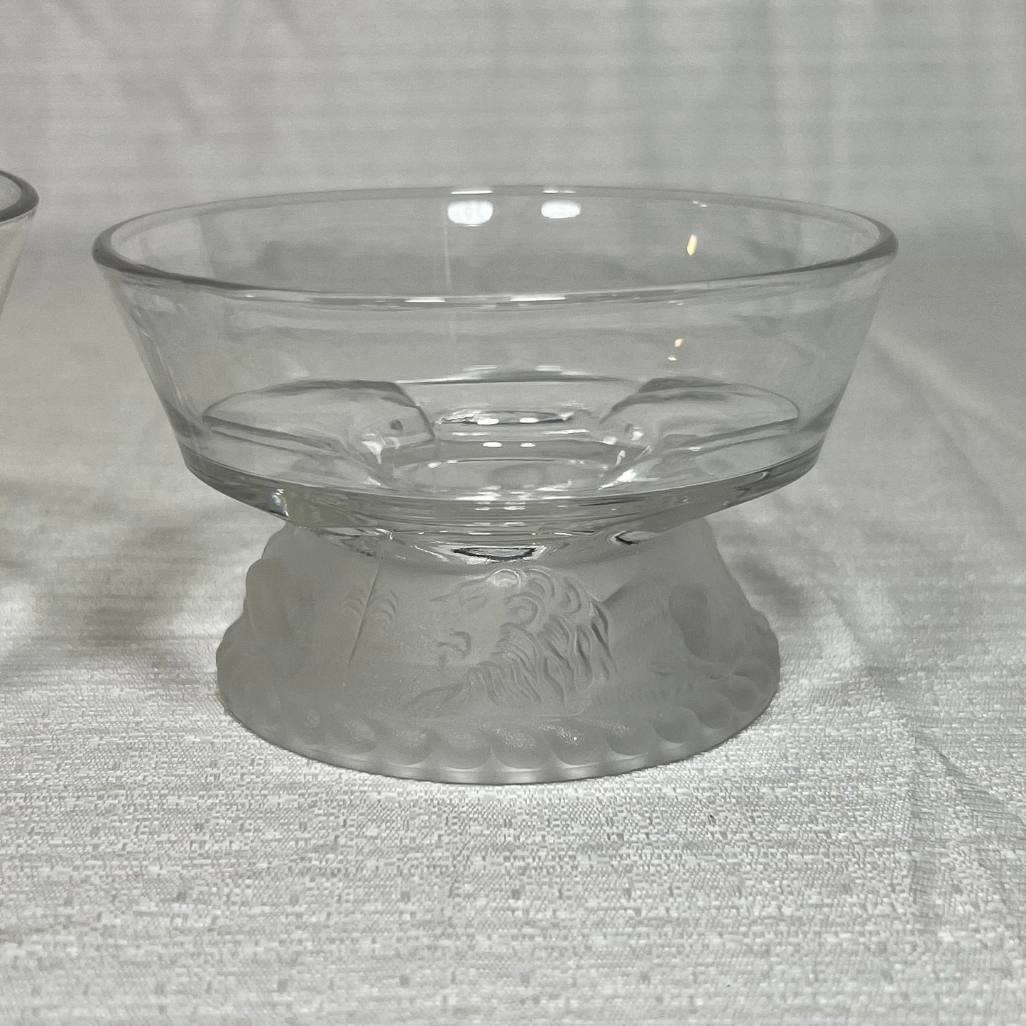 Vintage Gillinder & Sons Frosted Lion Dessert/Ice Cream Dishes - set of 2