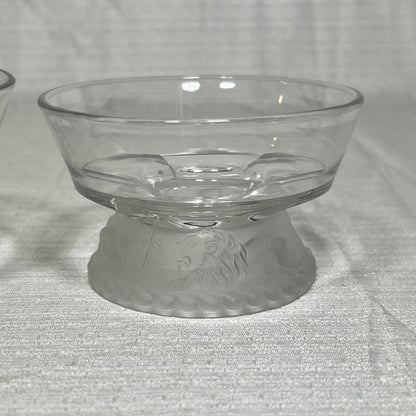 Vintage Gillinder & Sons Frosted Lion Dessert/Ice Cream Dishes - set of 2