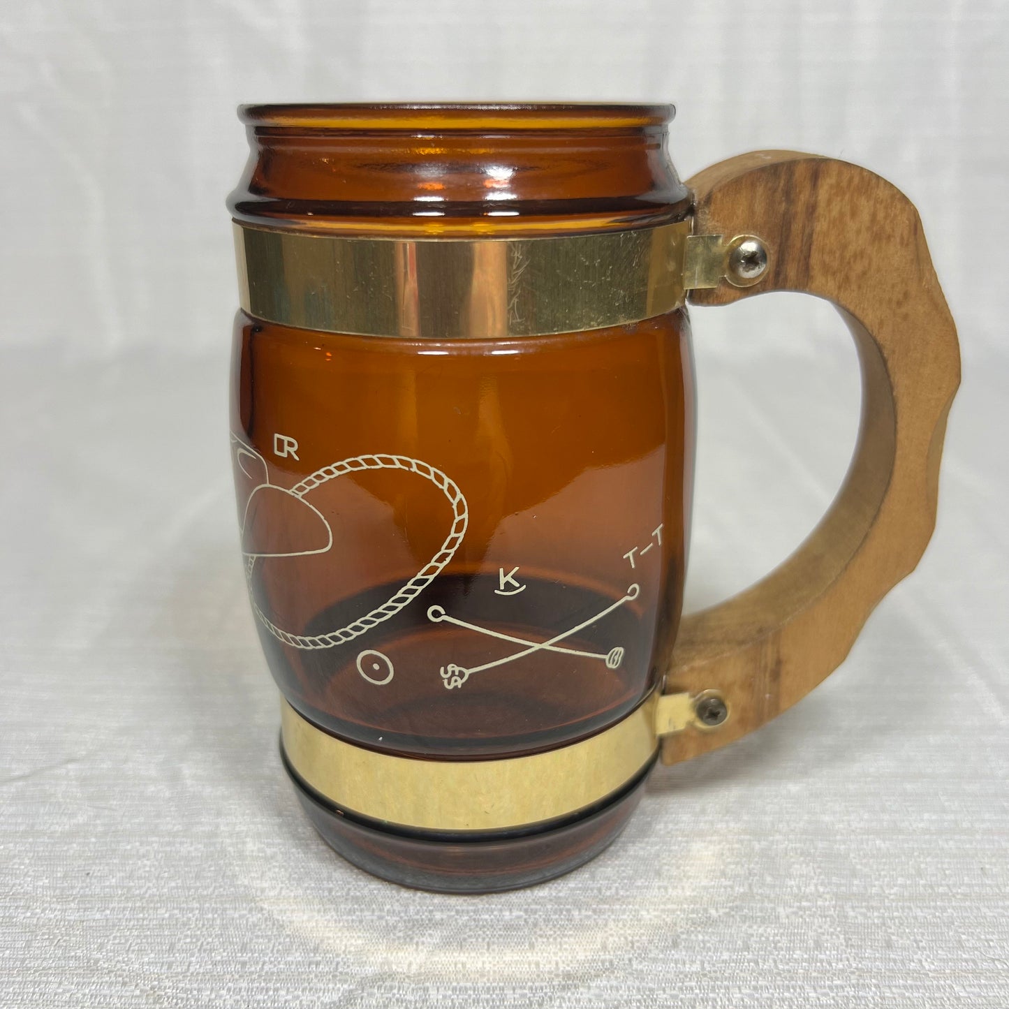 Siestaware Brown Cowboy Western Wood Handled Mug