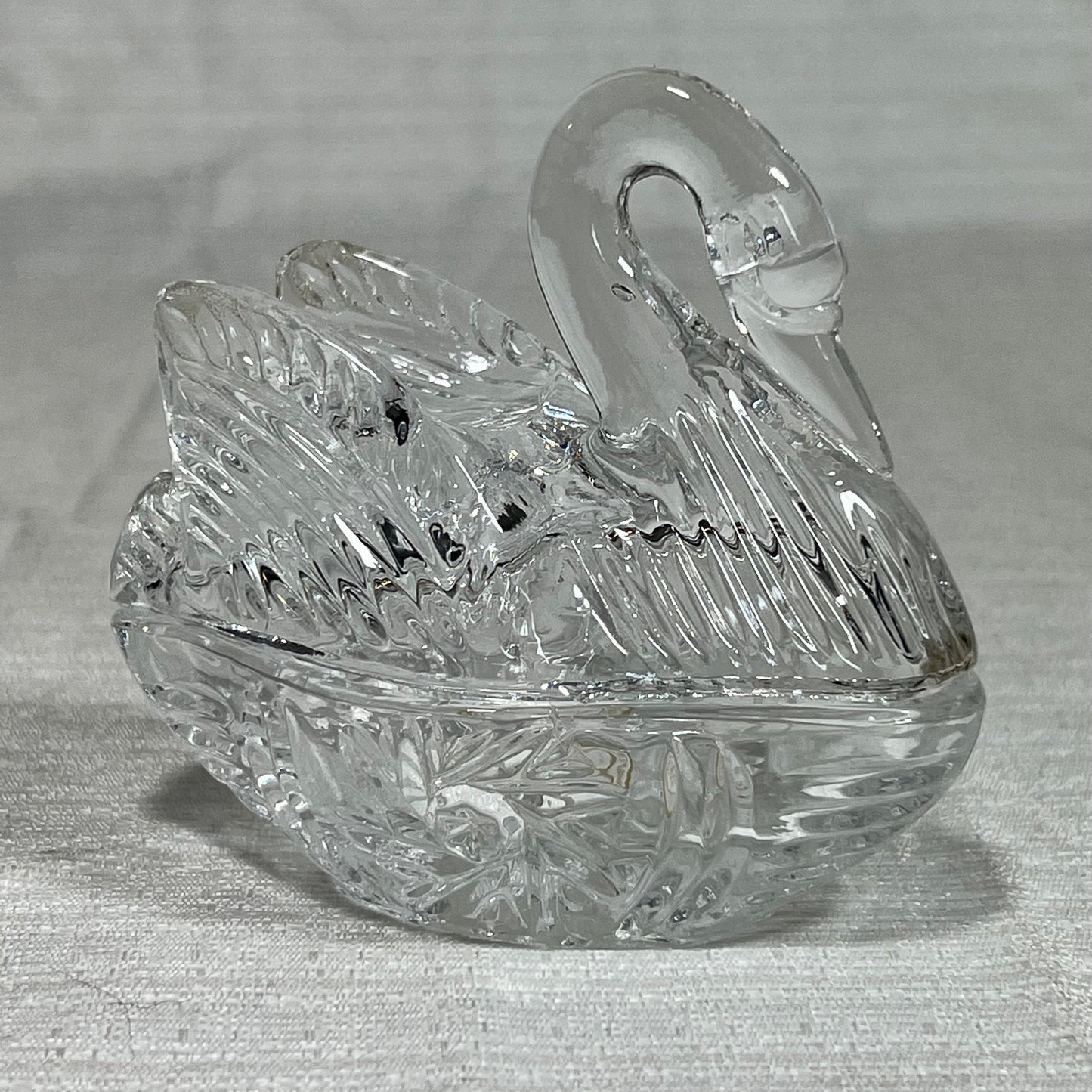 Crystal Clear Leaded Crystal Small Swan Trinket Dish