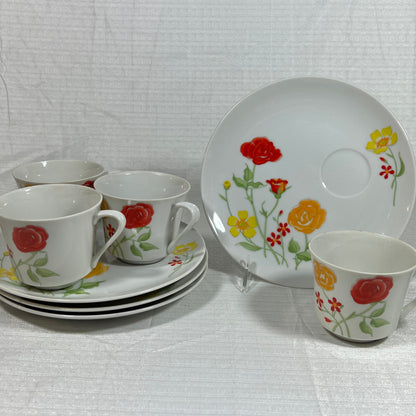 MCM Seymour Mann Flower Garden China Cup and Snack Plate set of 4