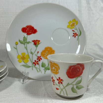 MCM Seymour Mann Flower Garden China Cup and Snack Plate set of 4