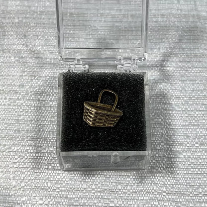 Longaberger Lot - Tie On, Pewter Basket, Pin, Charm