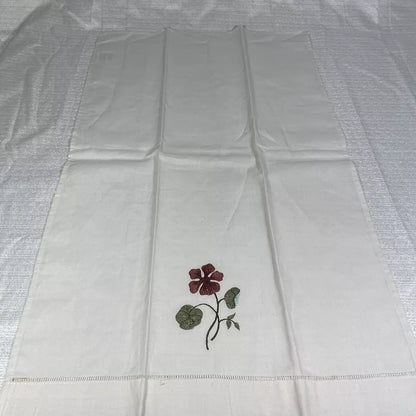 Lot Of Two Vintage Style Linen Blend Floral Tea Towels