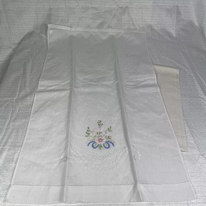 Lot Of Two Vintage Style Linen Blend Floral Tea Towels