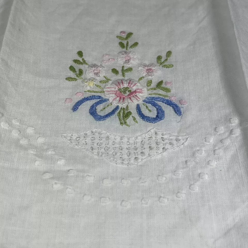 Lot Of Two Vintage Style Linen Blend Floral Tea Towels