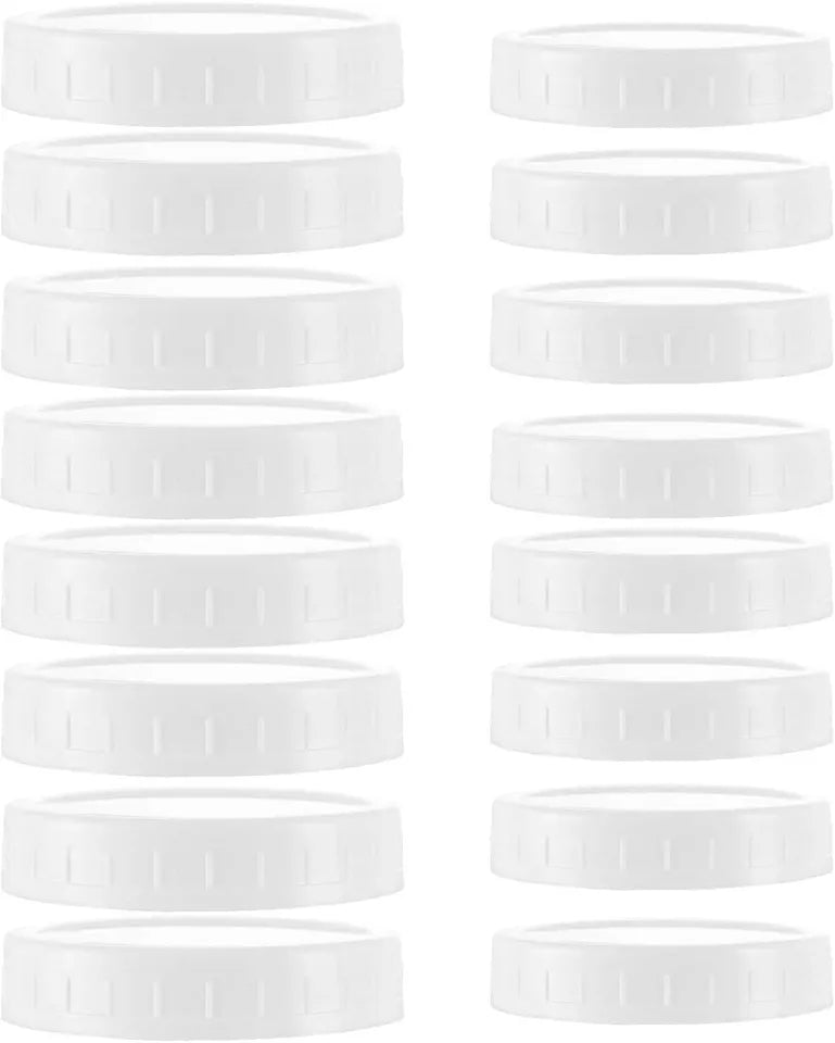 Staruby Plastic 8 Regular Mouth Lids and 8 Wide Mouth Lids for Mason Jars, White