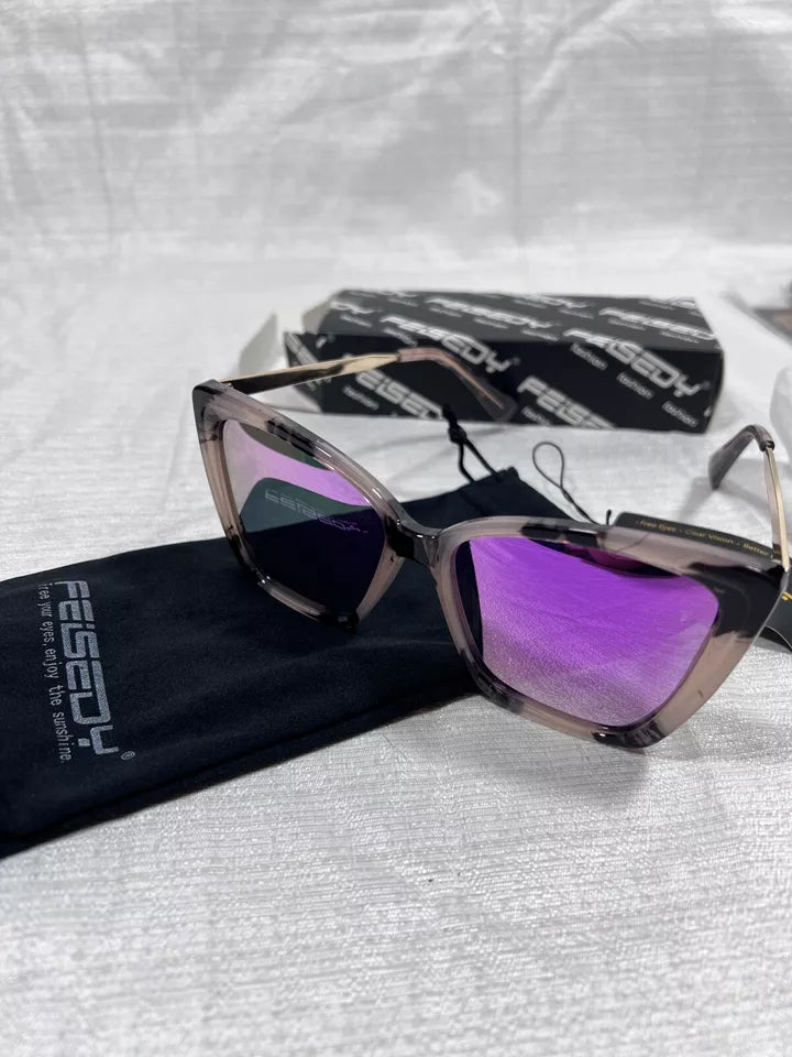 FEISEDY Trendy Polarized Women Sunglasses, Retro Womens Square Cat Eye Sun Glass