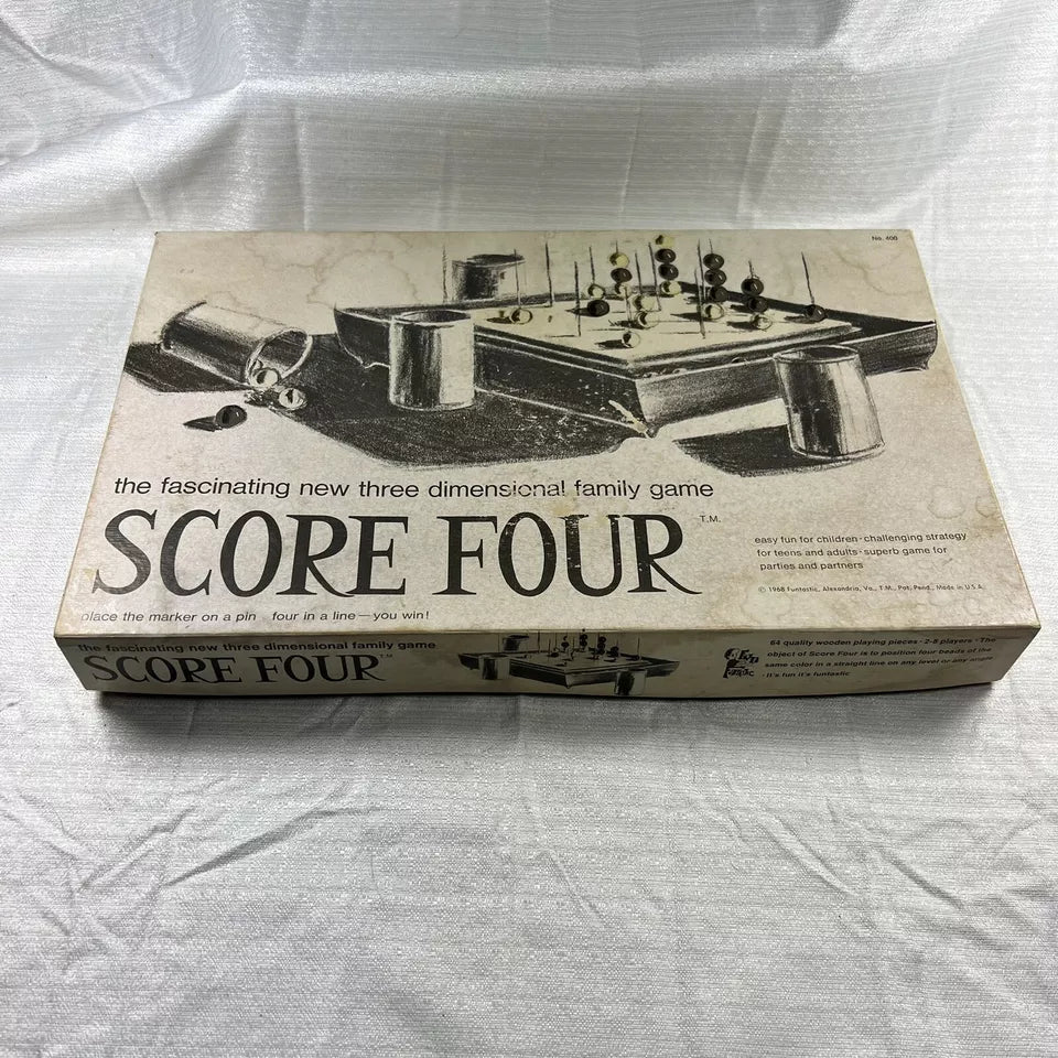 Score Four Vintage Family Board Game Three Dimensional 1968 Not Complete