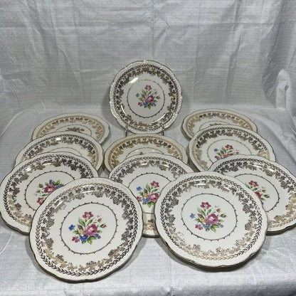 Stetson 22K Gold American Beauty Salad Plate Set of 11 - Some wear and chips