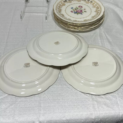 Stetson 22K Gold American Beauty Salad Plate Set of 11 - Some wear and chips