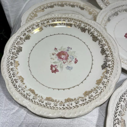 Stetson 22K Gold American Beauty Dinner Plate set of 7 - wear and crazing
