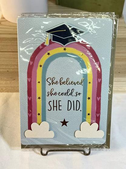 She Believed She could - Graduate College High School Card - Graduation Card