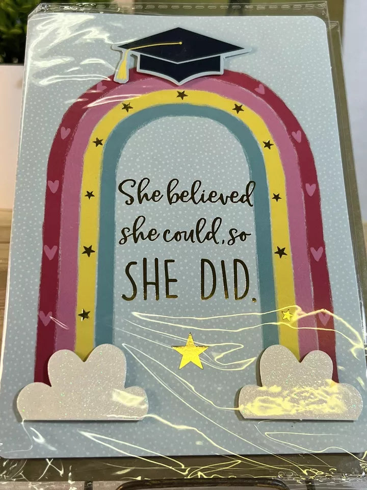 She Believed She could - Graduate College High School Card - Graduation Card