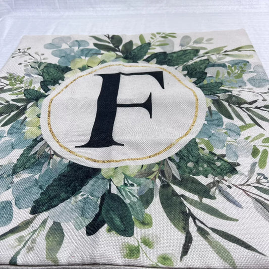 F Watercolor Throw Pillow Cover