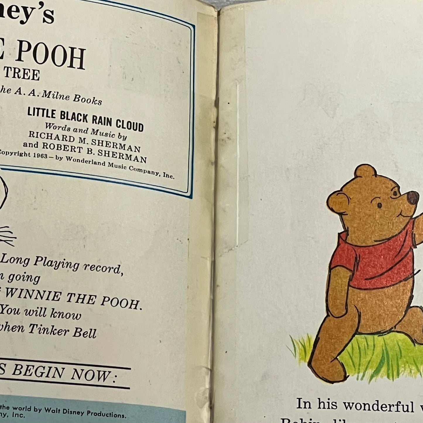 Walt Disney's Story of Winnie The Pooh and The Honey Tree Book and Record